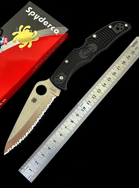 美国Spyderco蜘蛛C10SBK 巅峰战士4代VG10钢全齿户外露营折刀割绳
