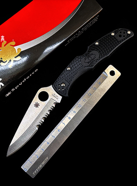 美国Spyderco蜘蛛C10PSBK 巅峰战士4代VG10钢半齿户外露营折刀