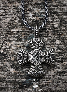 工作室925银原创圆形十字架吊坠