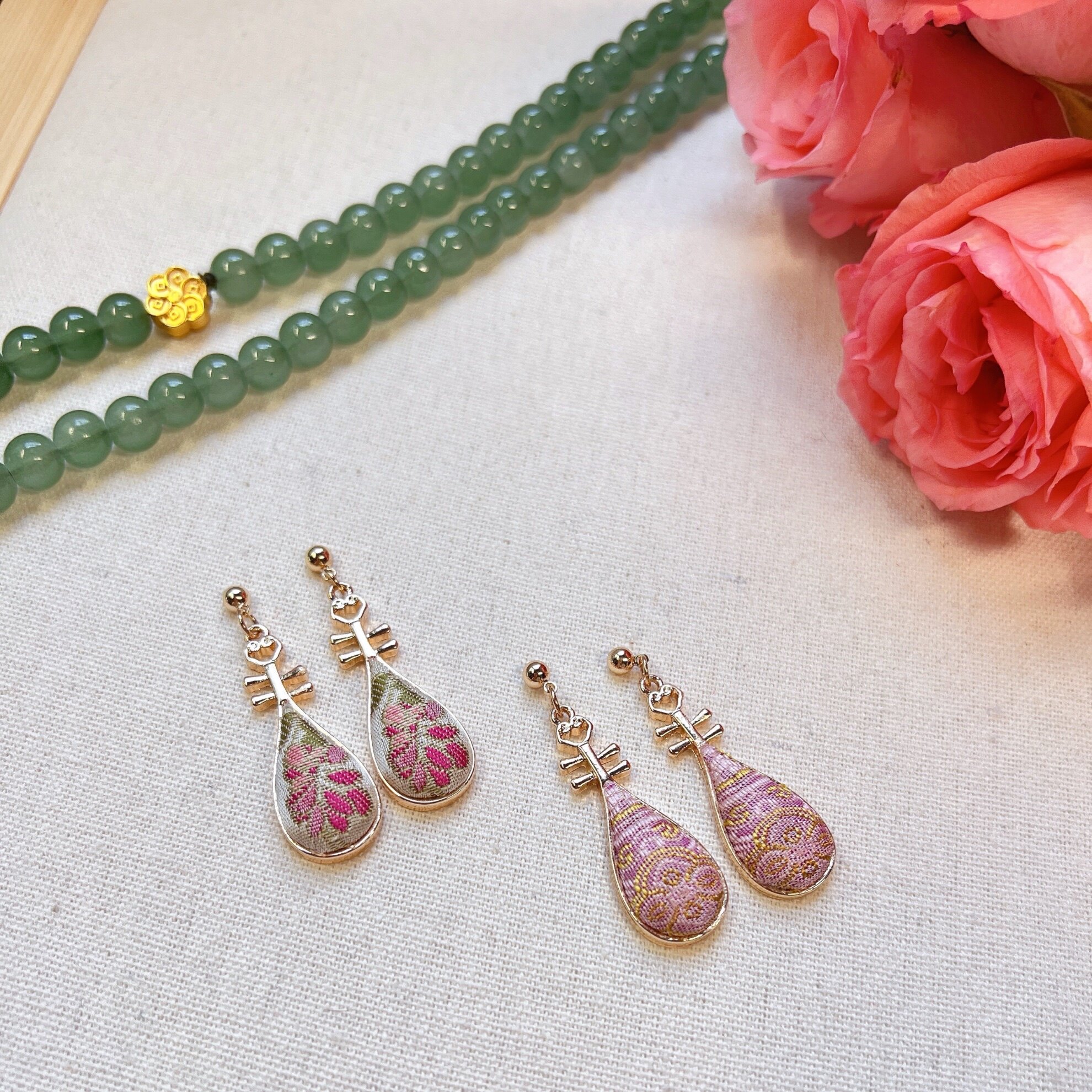 新中式国风新宋锦纯手工春夏新款琵琶耳环耳坠耳饰