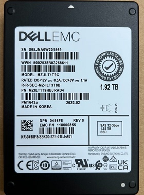 DELL TMTW9 0498F8 1.92T SAS 12Gb PM1643A MZILT1T9HBJRAD4 SSD