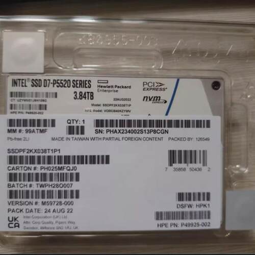 3.84TB Intel SSD D7-P5520 U.2 SSDPF2KX038T1P1 Series DC NVME