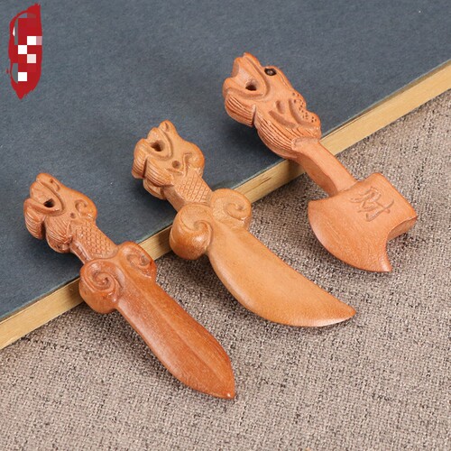 手工桃木复古怀旧风儿童龙头斧