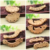 多宝吊坠如意锁形龙凤木板 手工材料儿童随身 桃木雕刻 diy饰品