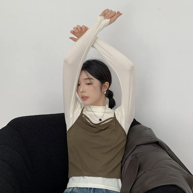 GNY原创设计感两件套上衣2025秋季新款修身显瘦长袖t恤+背心8213S
