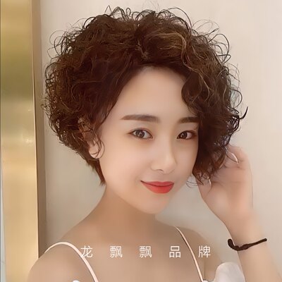 高端羊毛卷时尚斜刘海真人发丝