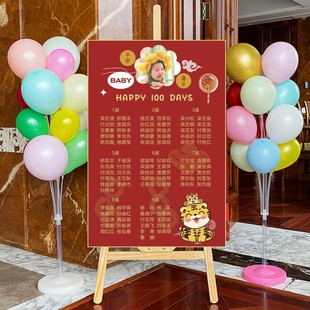 中式宝宝宴座次表生日周岁满月百日宴席位图宾客名单喜榜打印KT板