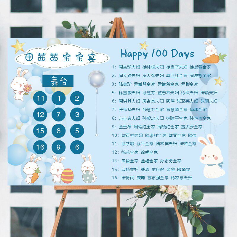 百日宴席位表宝宝宴座位图席位卡