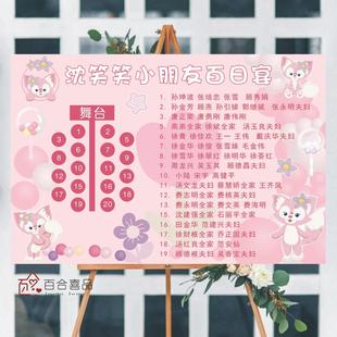 玲娜贝儿宝宝宴席位图三丽鸥生日满月宴名单海报百日宴座位牌KT板