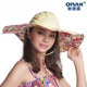 OTVAN沙滩帽女夏海边度假遮阳帽大檐帽 2025年款 防紫外线黄色帽子