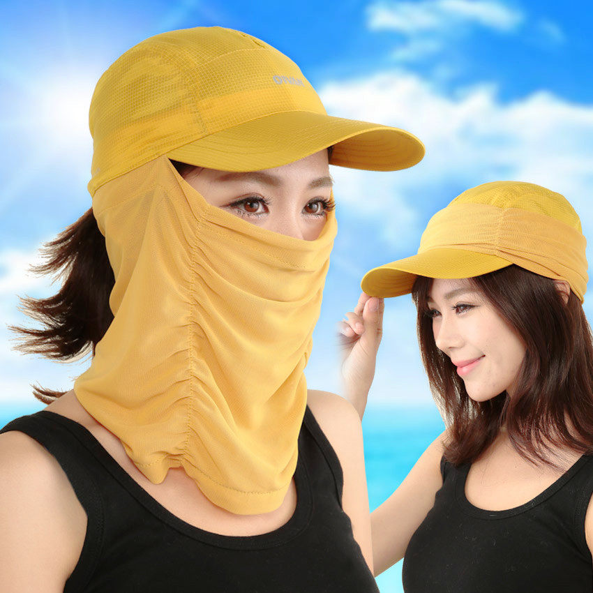 女防紫外线黄色男遮脸包邮防晒帽