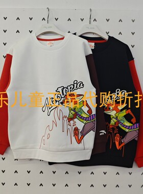 安踏儿童2026年春款男大童潮流系列疯狂动物城联名圆领卫衣 8735S