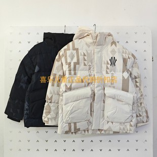 安踏儿童2025年冬季新款男大童篮球三防潮欧文满印连帽羽绒服1908