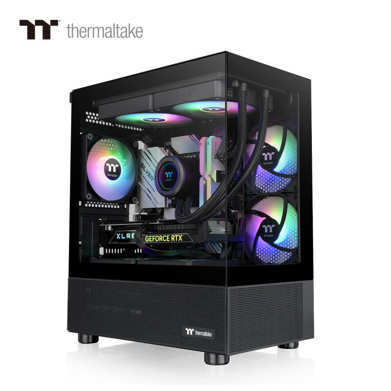 TT钢影透S240 海景房mini电脑机箱台式主机m-atx白色240水冷侧透