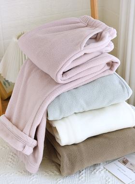 百搭情侣睡裤女秋冬季摇粒绒保暖带口袋休闲长裤男士珊瑚绒家居裤