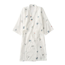 日系和服睡袍全棉睡衣 清新仙人掌纱布浴袍新品 睡裙女春夏纯棉长袖