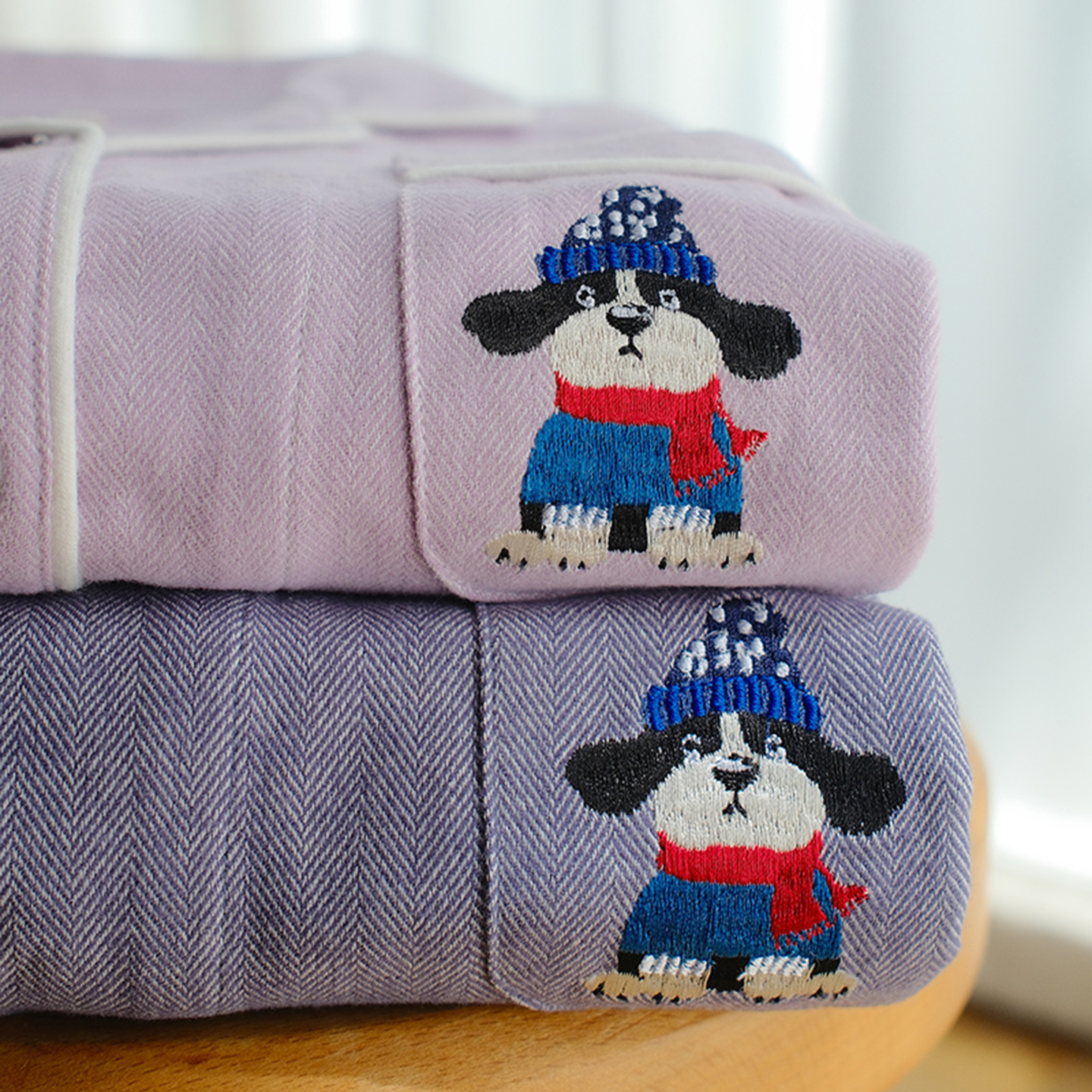 纯色情侣舒适纯棉磨毛睡衣