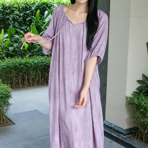 凉感防凸点带胸垫棉绸睡裙女夏季