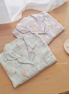 啾啾狗睡衣女春夏季纯棉纱布长袖短袖长裤薄款可爱卡通学生家居服