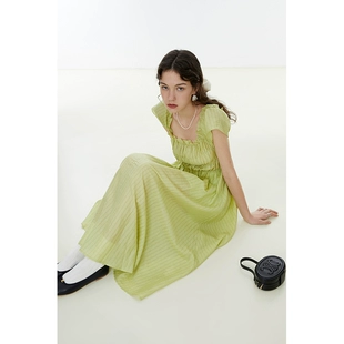 连衣裙女法式 新款 设计感小众减龄显瘦U领茶歇裙 范洛2023夏季 法式