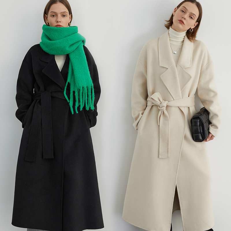 范洛60羊毛插肩袖长款毛呢大衣