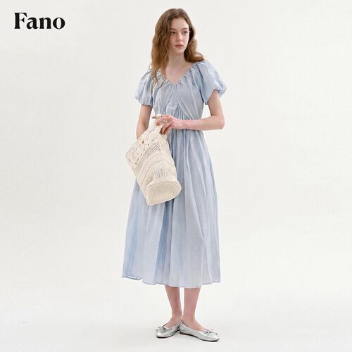 【柒柒Moon直播间】范洛Fano 连衣裙女夏2026泡泡袖A字长裙