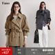 范洛休闲短款 风衣外套女2025春新款 双排扣小个子高级感卡其色大衣