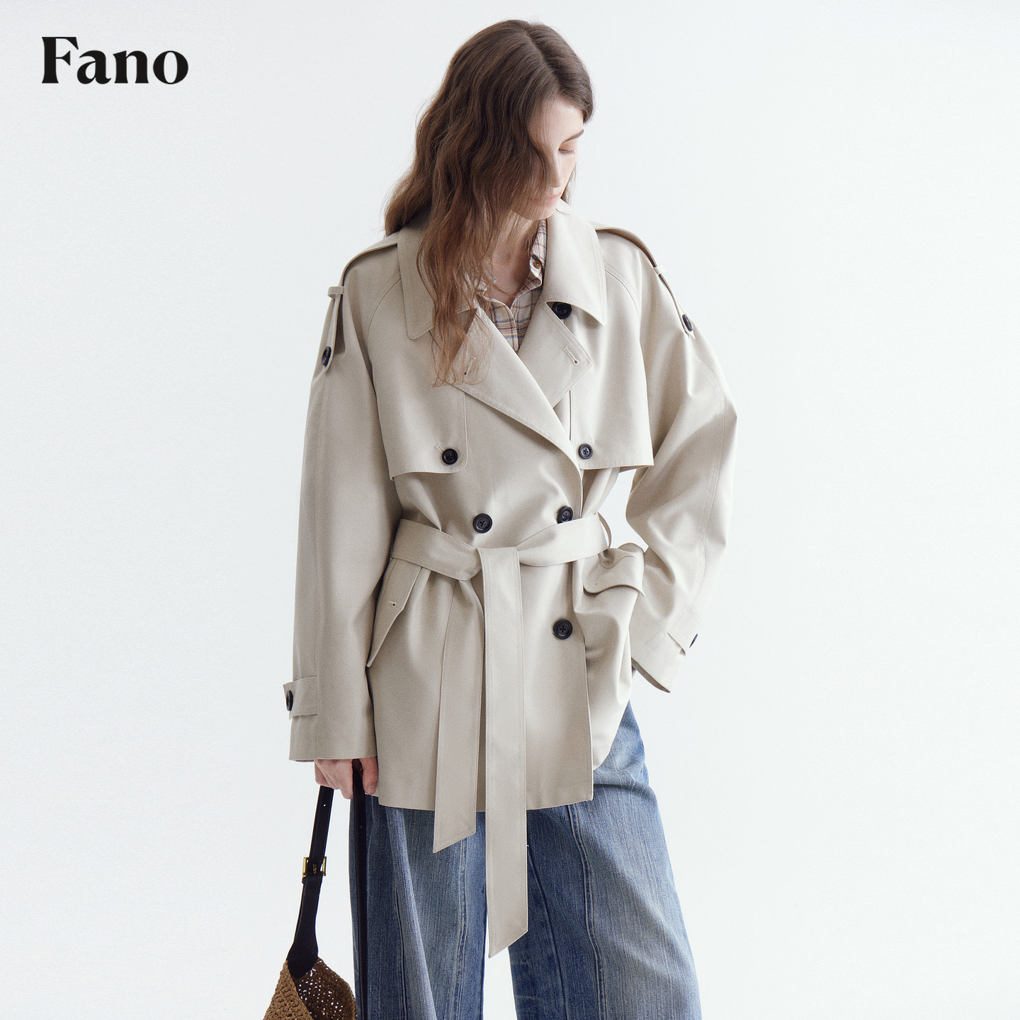 范洛Fano 法式经典双排扣风衣女2026春新款活页挡风片系带短外套,女装/女士精品,风衣,淘宝优惠券,粉丝福利购,淘宝优惠卷