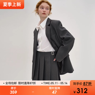 半身裙两件套 范洛格雷系廓形感平驳领西装 外套百褶裙女2024春新款