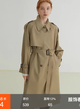 范洛Fano 2026春季风衣女长款系带高级感英伦风防风经典大衣外套