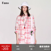 范洛Fano 慵懒风小众定制复古格纹小花翻领棉质衬衫 女上衣2025春