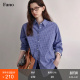 高级感休闲宽松上衣女 新款 范洛复古学院风蓝色格子衬衫 2026春季