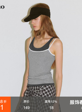 范洛Fano 小众调性设计感三拼色撞色假两件吊带背心女2026新款夏