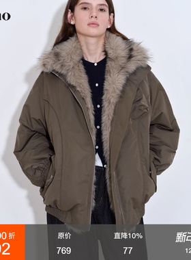 范洛Fano 派克日记品质三星90白鸭绒立体口袋重工毛毛拼接羽绒服