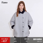 新款 范洛Fano 小众条绒撞色拼接设计菱格绗缝棉服外套女2025冬季