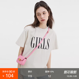 宽松五分袖 范洛2025夏季 T恤女美式 字母印花短袖 圆领套头上衣 新款