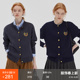 学院撞色徽章刺绣金属扣上衣女 羊毛针织毛衣开衫 范洛2026春季 新款