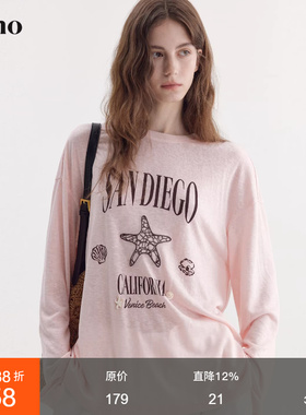 范洛Fano 法式松弛感度假风T恤女2026春季新款立体绣花长袖上衣