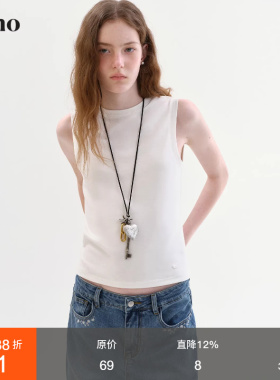 范洛Fano 简约圆领无袖背心T恤女2026春季新款修身显瘦短款上衣