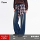 范洛Fano 型显瘦牛仔裤 造型感穿搭格纹小衫 可拆卸一衣两穿超正版