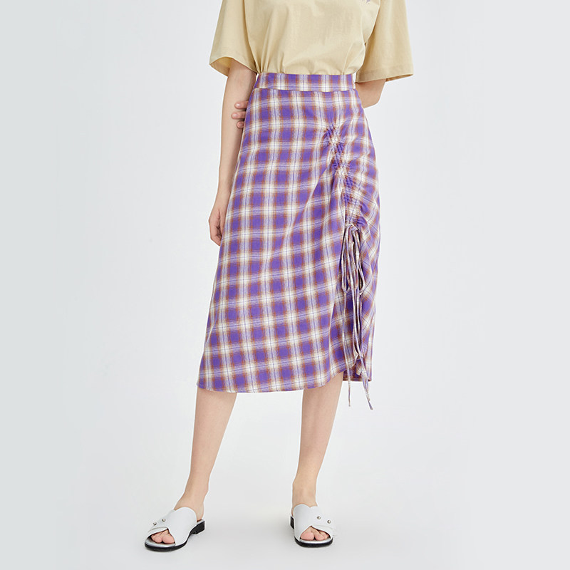 範洛 2020夏季紫色複古高腰顯瘦格紋A字長裙格子抽繩系帶半身裙女在類目 女裝/女士精品, 半身裙中 - 來自Buy2taobao.com提供專業的淘寶代購服務