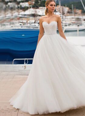 wedding dress欧美亚马逊速卖通wish独立站新款性感抹胸蕾丝长款