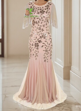 1920s Retro Evening skirt Bridesmaid dress 欧美刺绣晚礼服