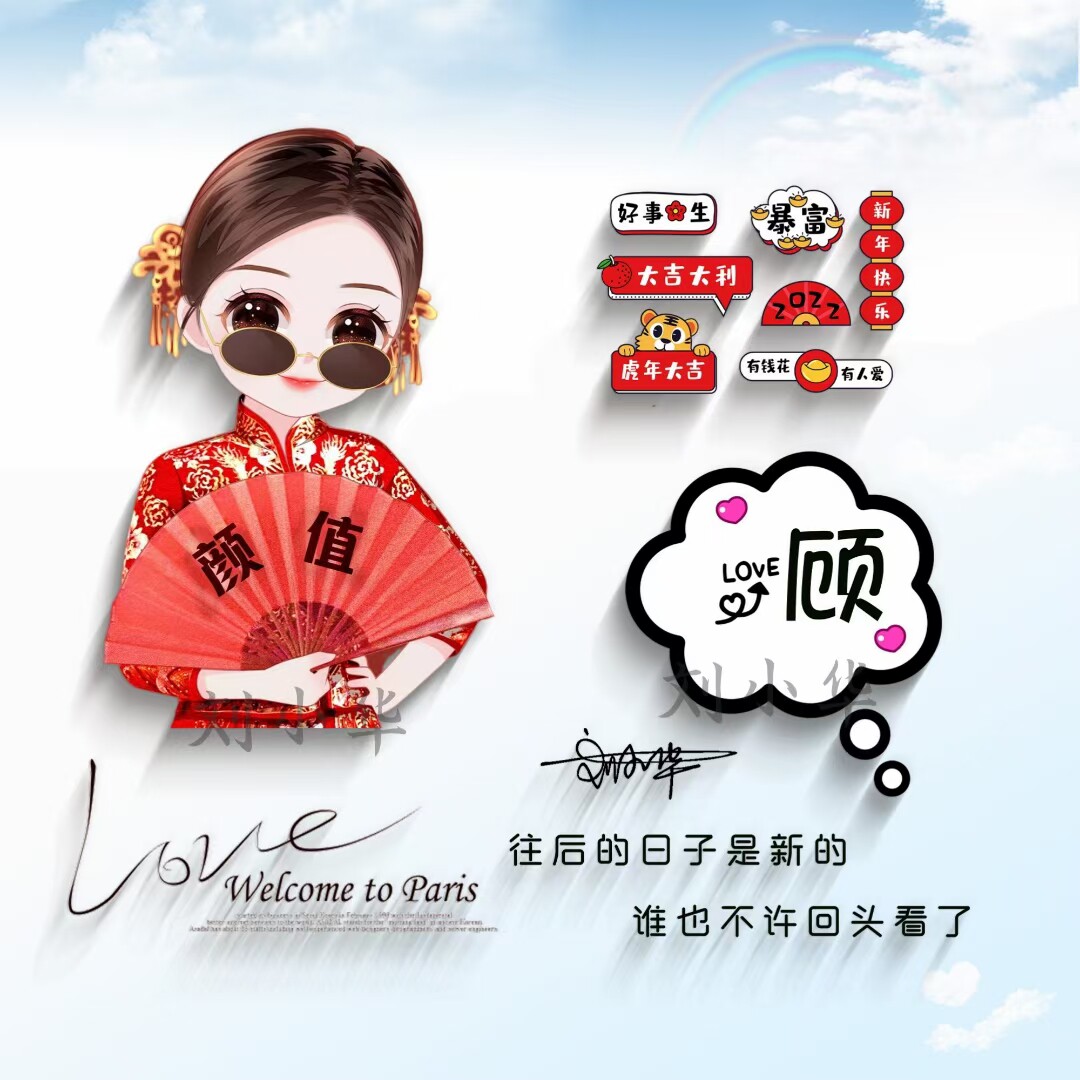 2022新年微信头像虎年大吉个性签名头像制作用自己姓氏做头像卡通