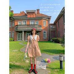 Real price French Lapel Floral Dress