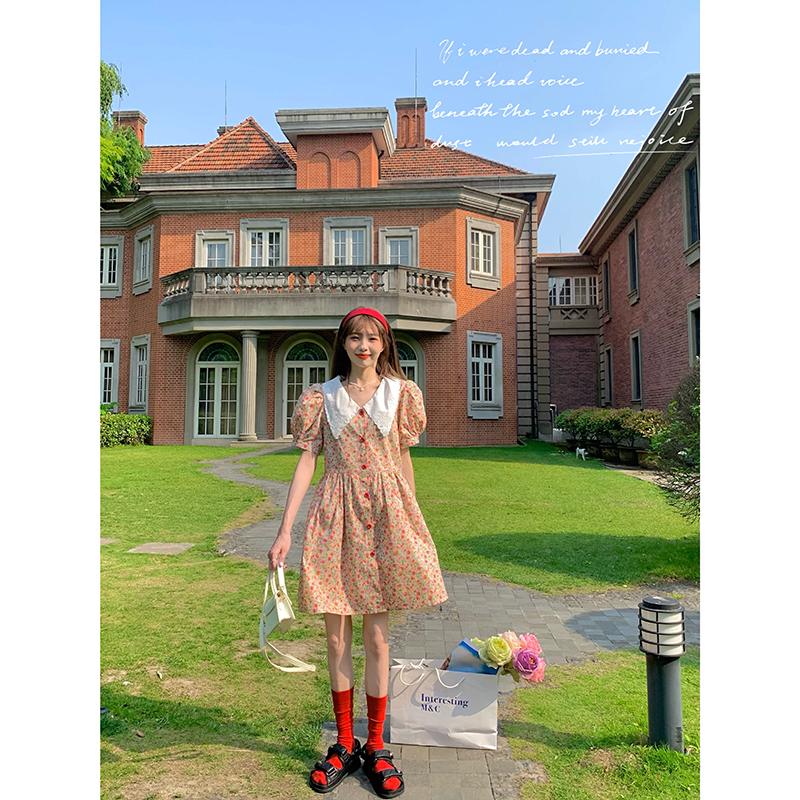 Real price French Lapel Floral Dress