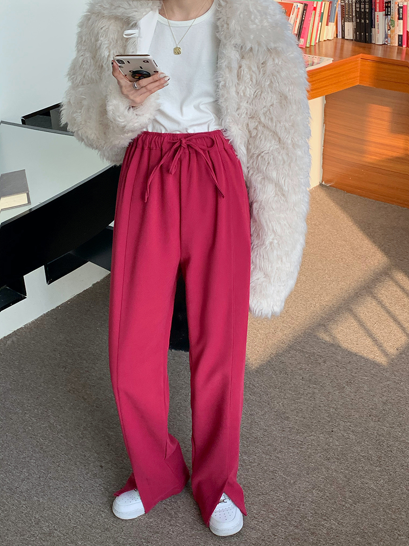 Real price real color versatile design front split casual pants