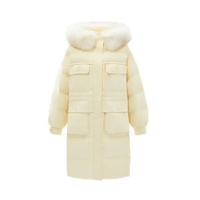 鸟家女装2025冬装新款时尚时尚三防连帽中长款羽绒服C4558/G-7