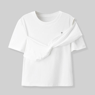 不规则圆领气质上衣C3219 鸟家女装 夏季 设计感露肩T恤短袖