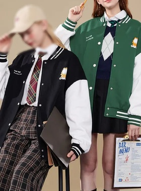 唐系列女装棒球服外套春秋拼接撞色韩版学院风宽松外套上衣/1-27